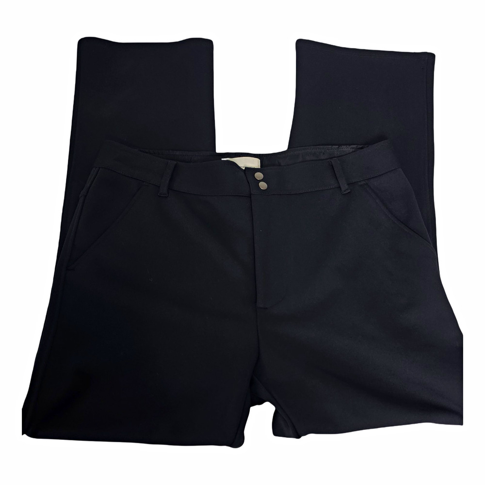 Anthropologie Black Wide Leg Pants Women's Large Stretch Career Office Trousers